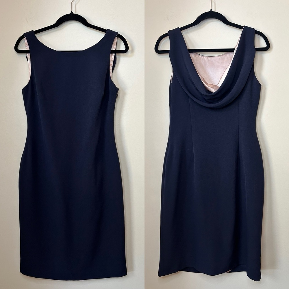 Karl Lagerfeld Paris Navy Cowl Back Dress Size 6